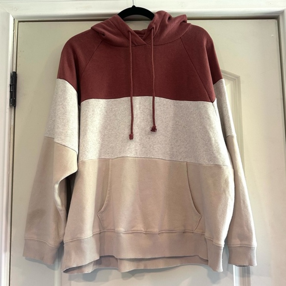 American Eagle color block oversized fleece hoodie
